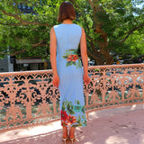 Women's dress - european & american style summer aliexpress foreign trade women's sexy round neck floral print slim fit maxi dress