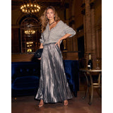 Women's pleated midi skirt wholesale - spring/summer collection. plus size, high waist, flowy, gold beach skirt for women - european & american style