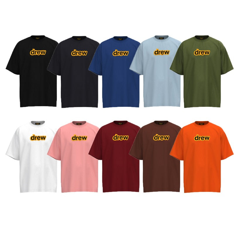 Drew house t-shirt - spring/summer european & american streetwear - smiley face & letter print crewneck pullover short sleeve - wholesale single piece