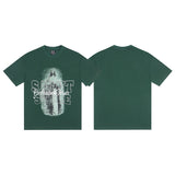 saint m t shirts  s.m character & letter graphic crew neck short sleeve tee