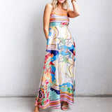 Women's dress - in stock, ready to ship: summer european & american style sexy high-waisted printed maxi slip dress - perfect for vacation!