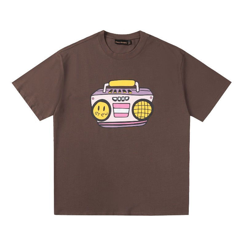 Drew house t-shirt - spring/summer d@ew cartoon radio graphic crew neck pullover short sleeve