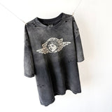 saint m t shirts  s.m little angel letter graphic crew neck short sleeve top