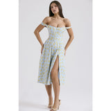 Women's dress - cross-border e-commerce, independent website, foreign trade, spring/summer, european and american style, slimming, spaghetti strap, sexy slit, floral print dress