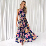Women's dress - wholesale for us & european market, independent e-commerce stores, wish platform, cross-border e-commerce, spring/summer halter neck sleeveless printed casual vacation maxi dress