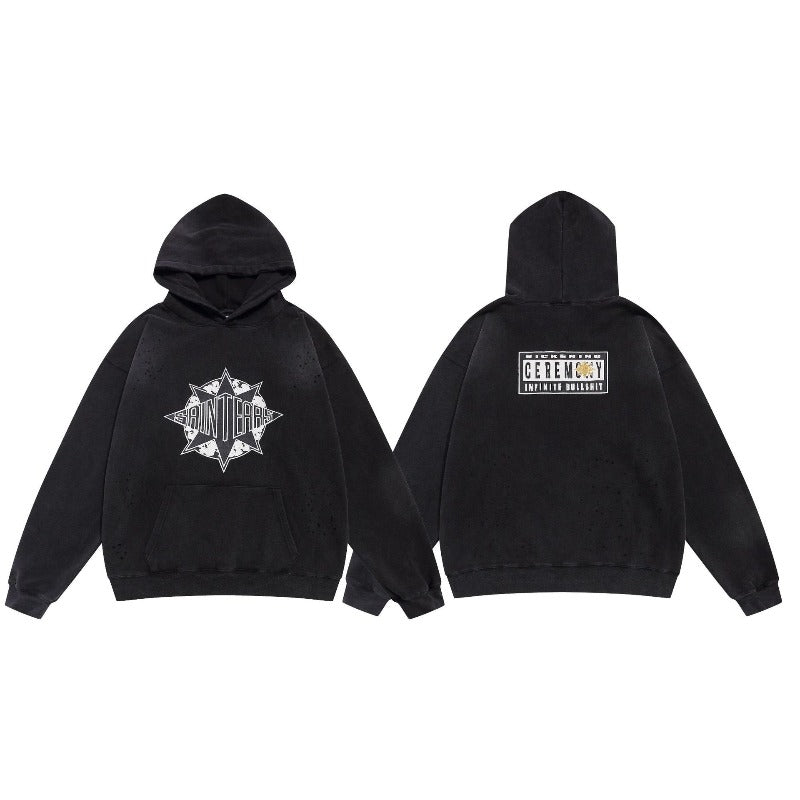 Saint m hoodie - autumn/winter s.m basic tear letter graphic pullover hoodie - wholesale single piece
