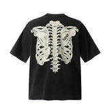 saint m t shirts  s.m. skeleton letter graphic crew neck short sleeve pullover - wholesale