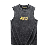Drew house t-shirt - spring/summer d@ew rubber stripe letter heavyweight washed tank top
