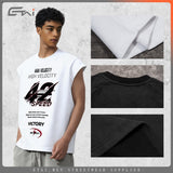Etai men's clothing american streetwear vintage patchwork distressed tank top - trendy brand casual boxy sleeveless t-shirt