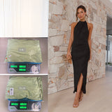 Women's dress - amazon spring/summer premium dress - european and american style high-end slim-fit long maxi dress for women + lined