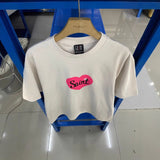 saint m t shirts  s.m barbie heart print crew neck pullover short sleeve top - wholesale