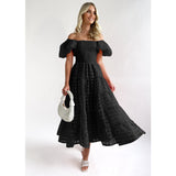 Women's dress: european and american style amazon bestseller - summer one-shoulder puff sleeve fashionable hot girl maxi dress