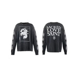 Saint m hoodie - spring/autumn - s.m character & letter graphic - crew neck pullover - long sleeve - wholesale