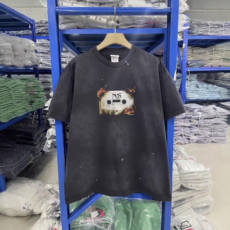 saint m t shirts  s.m. burnt-out recorder crewneck pullover short sleeve - wholesale