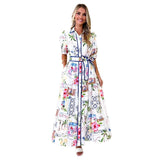 Women's dress: bestselling european and american cotton linen floral print tie-strap short sleeve dress for women - perfect for cross-border amazon and aliexpress
