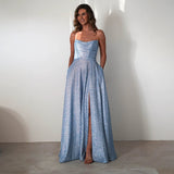 Women's dress amazon fashion banquet dress ins sequin big skirt tube top sexyfashion slit dress