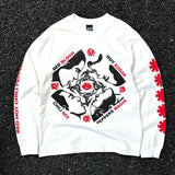 Saint m hoodie fall and winter s.m red chili band pattern round neck pulloverlong sleeves