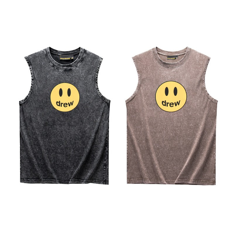 Drew house t-shirt - spring/summer d@ew classic letter heavyweight washed tank top
