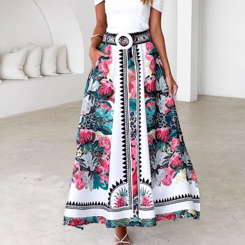 Women's dress - bestselling high-waisted, elastic waist, loose-fit printed maxi skirt/sundress for summer - perfect for independent e-commerce stores, wish, and amazon