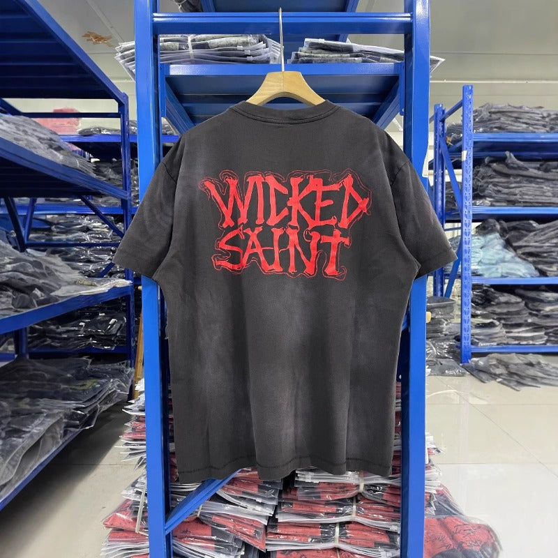 saint m t shirts  s.m. evil bat graphic crewneck pullover short sleeve t-shirt - wholesale