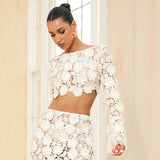 Women's dress amazon fashion export summer cross-border women's french lace mermaid pullover long sleeve suit long skirt women
