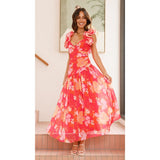 Women's dress - european & american style summer dress, elegant asymmetrical v-neck maxi dress, sexy slit, ruched backless dress