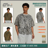 Street casuallooseshortleopard printprinting short-sleeved t-shirtmensummermen's round neck trendy brand t-shirt