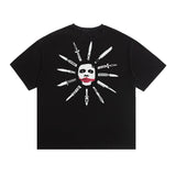 saint m t shirts  s.m clown knife graphic crew neck pullover short sleeve t-shirt - wholesale