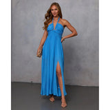 Women's dress: european & american french retro high-end style, versatile multi-wear, strappy maxi dress, backless sexy bridesmaid dress