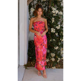 Women's dress - standalone store, us & european export, cross-border e-commerce, summer bandeau sleeveless printed slim-fit sexy dress