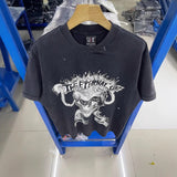 saint m t shirts  s.m cartoon skull graphic crew neck pullover short sleeve t-shirt - wholesale