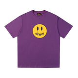 Drew house t-shirt - spring/summer collection - d@ew smiley face letter print crew neck pullover short sleeve - wholesale single piece