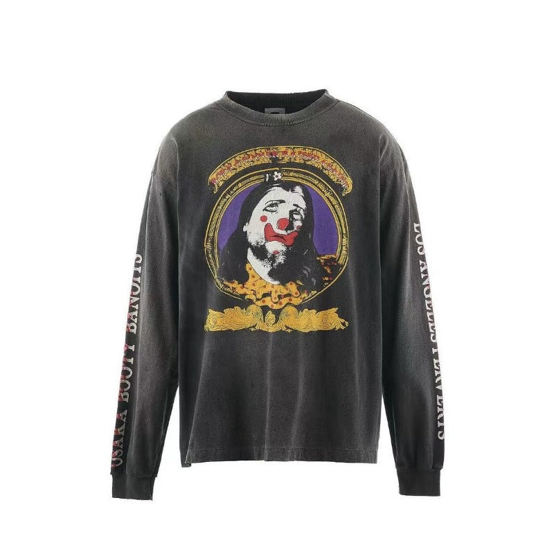 Saint m hoodie - spring/autumn s.m vintage clown graphic crewneck pullover long sleeve - wholesale