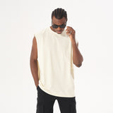 Etai men's clothing european and american fashionable brand high street heavy loose edge pure cotton t-shirt loose sleeveless neutralretro vest