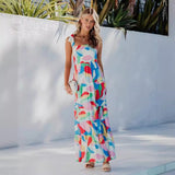Women's dress - spring/summer collection - cross-border e-commerce - ebay, amazon, independent stores - export fashion - european & american style - floral print - maxi dress