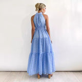 Women's dress - european and american style, summer casual, high-end sleeveless, cinched waist, flowy maxi dress, soft and elegant