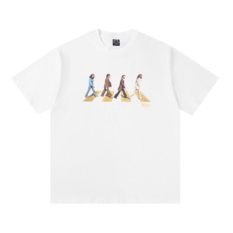 saint m t shirts  s.m. beatles graphic crewneck pullover t-shirt - wholesale