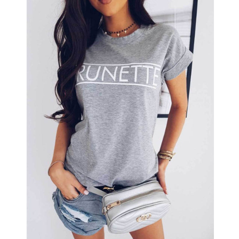 Valentine's Day T Shirts Couples Spring/Summer Letter Print Short-Sleeve Casual T-shirt Women's Tops