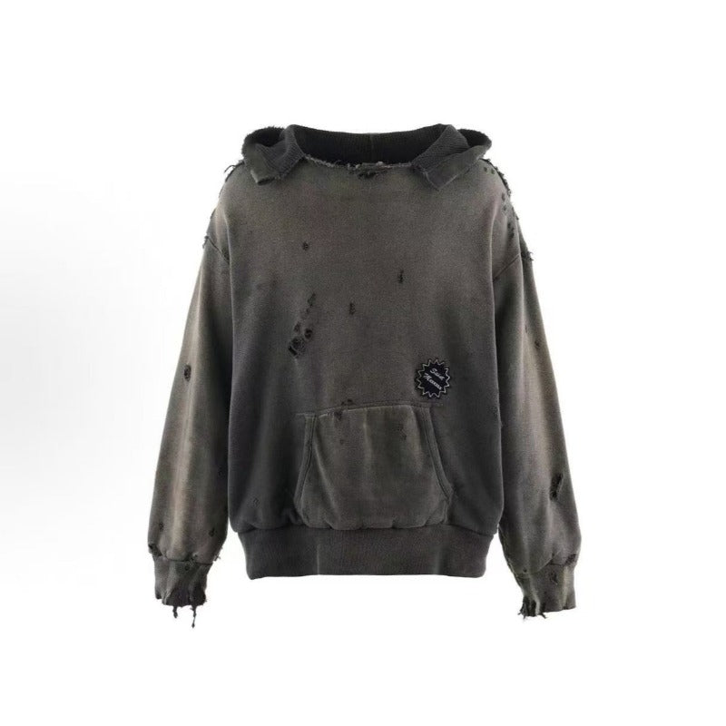 Saint m hoodie - autumn/winter s.m distressed ripped print pullover hoodie - wholesale single piece