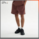 Etai men's clothing relaxed fit mocha mousse trendy solid color shorts - men's streetwear brand heavyweight cotton casual shorts