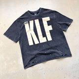 saint m t shirts  s.m collaboration letter print graphic washed vintage pullover crew neck short sleeve tee - wholesale