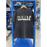 saint m t shirts  s.m letter print crew neck pullover short sleeve top - wholesale