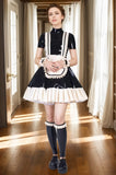 Latex French Maid Outfit with Apron Set with Stockings
